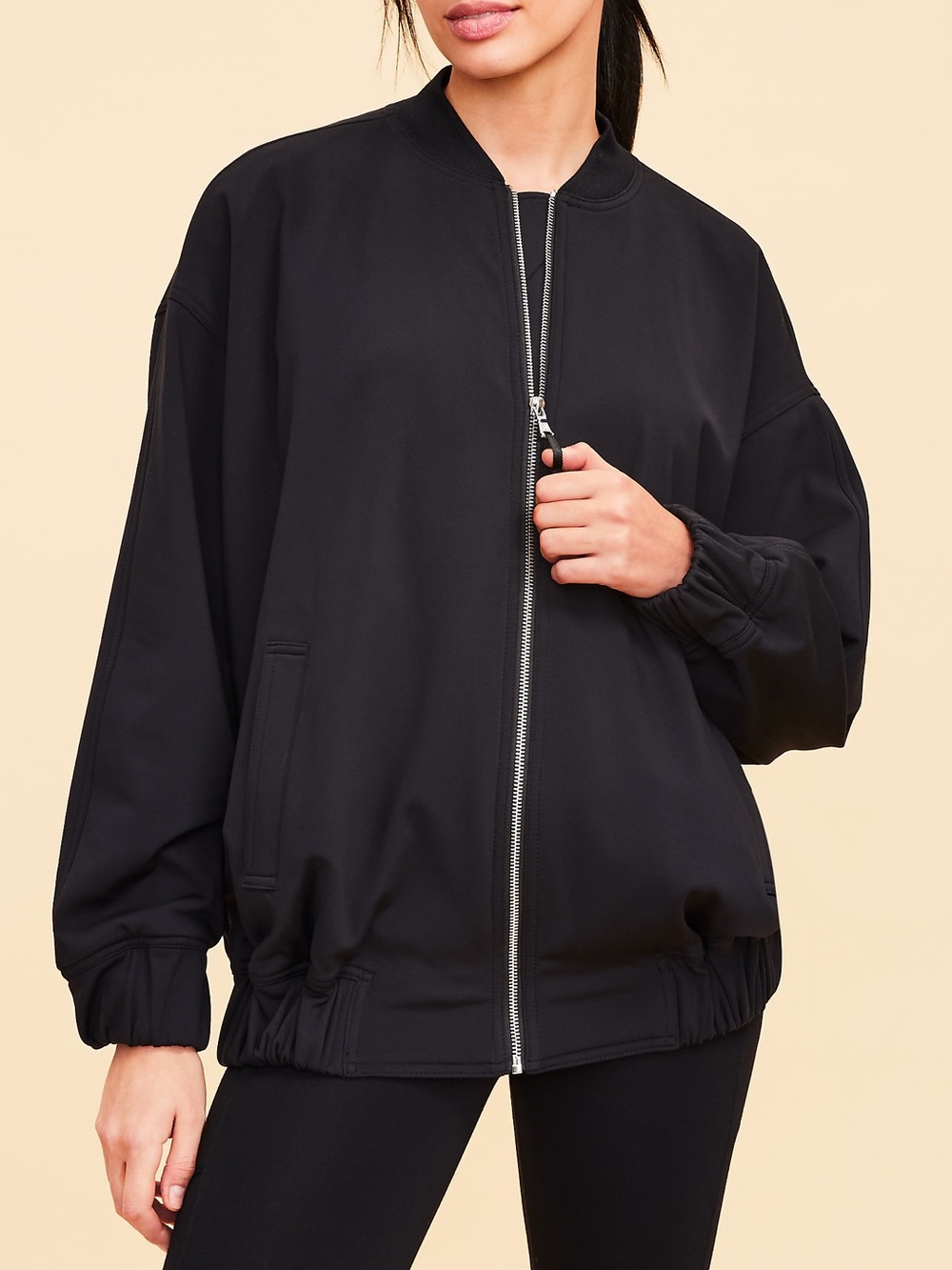 Lou & Grey Black Bomber Jacket Sz XS Ann Taylor Loft